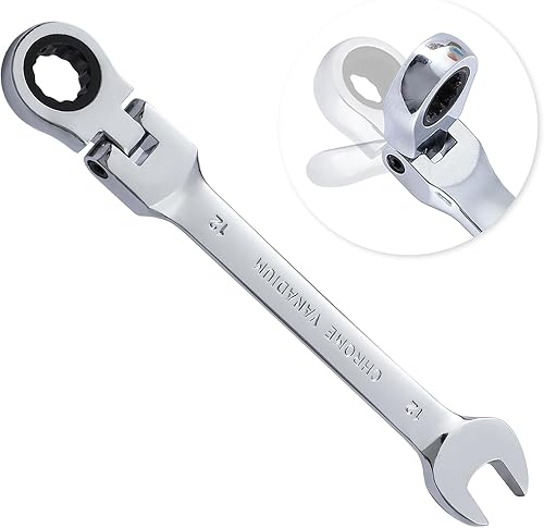B4B BANG 4 BUCK Llave combinada de trinquete de 0.472 pulgadas, llave de trinquete métrica de cabeza flexible con 72 dientes y 5 movimiento llave de