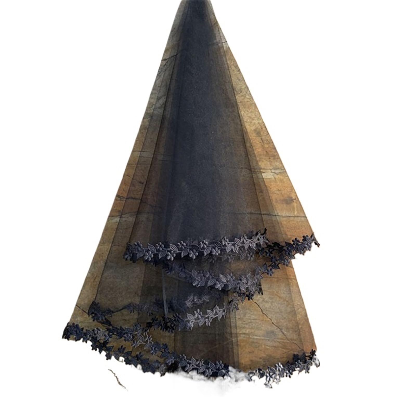 ZXGRfdefa gauze headscarf, Cathedral Wedding Veil 10 Colors White Pink Purple Black Ivory(Black,200cm)