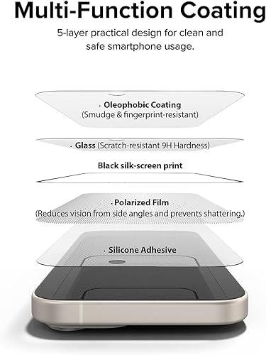Miniatura 7 de Ringke Vidrio de privacidad siéntete mejor en público compatible con iPhone 15, fácil de instalar, compatible con fundas, protector de pantalla de
