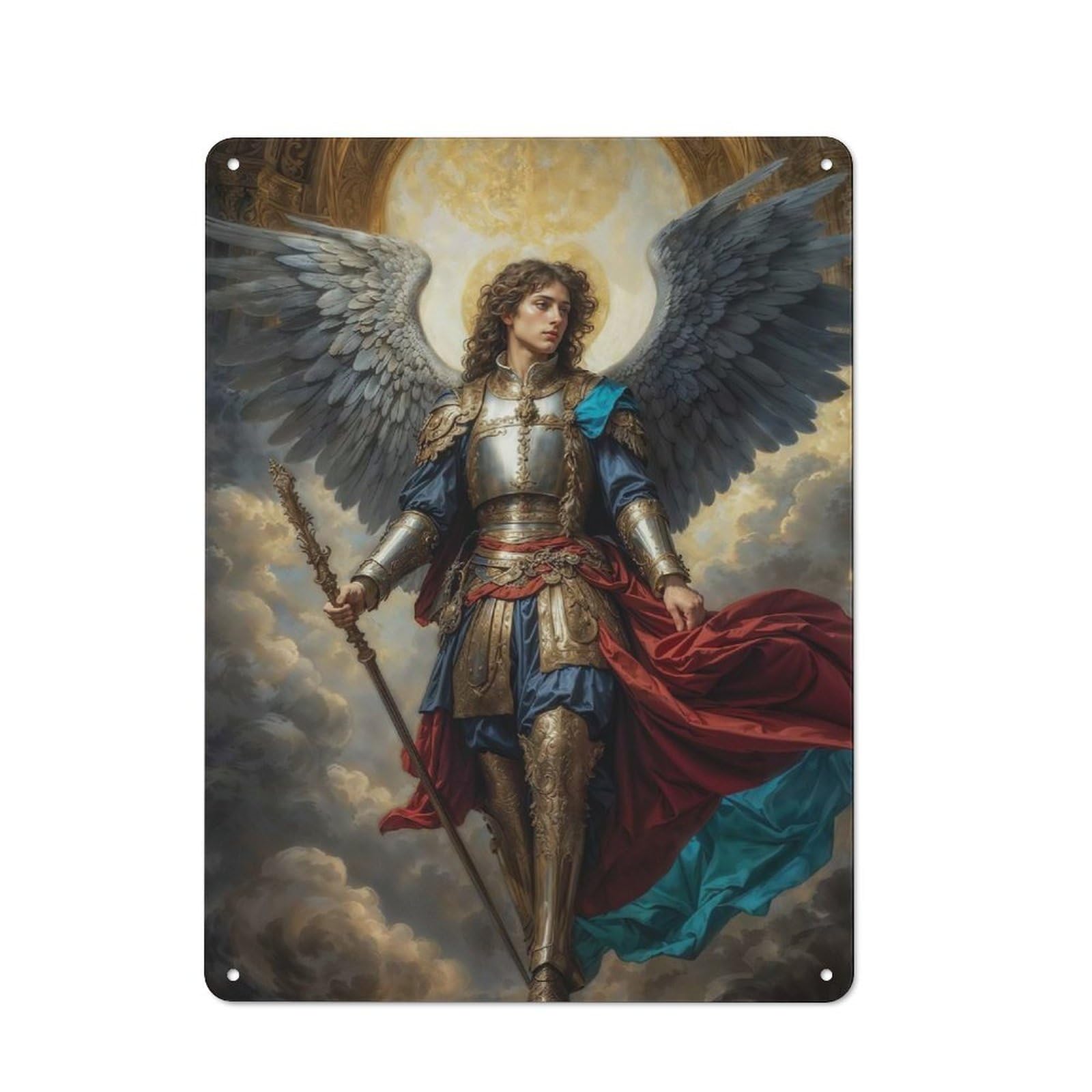 Archangel of The Infinite Light Rustic Metal Wall Decor 40x30cm, Garden Room Metal Sign for Patio Bar, Workshop, Shed Or Kitchen