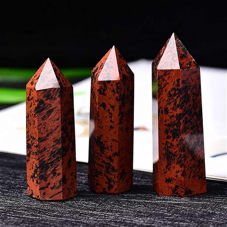 Amazon.co.jp: ヒーリングクリスタル 1個の自然赤の黒の黒曜石のカラム Amazon.co.jp: ヒーリングクリスタル 1個の自然赤の黒の黒曜石のカラム