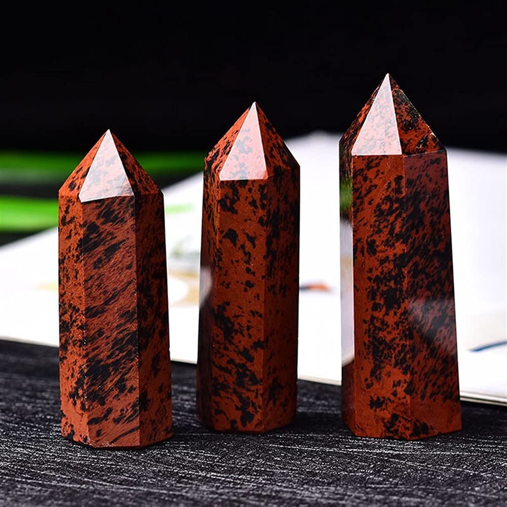 Amazon.co.jp: ヒーリングクリスタル 1個の自然赤の黒の黒曜石のカラム