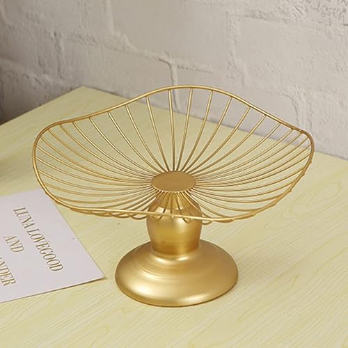 Miniatura 3 de Hemoton Cesta de frutas con patas doradas: cuenco de frutas de alambre de metal, plato decorativo para aperitivos, postre y pastel, bandeja para