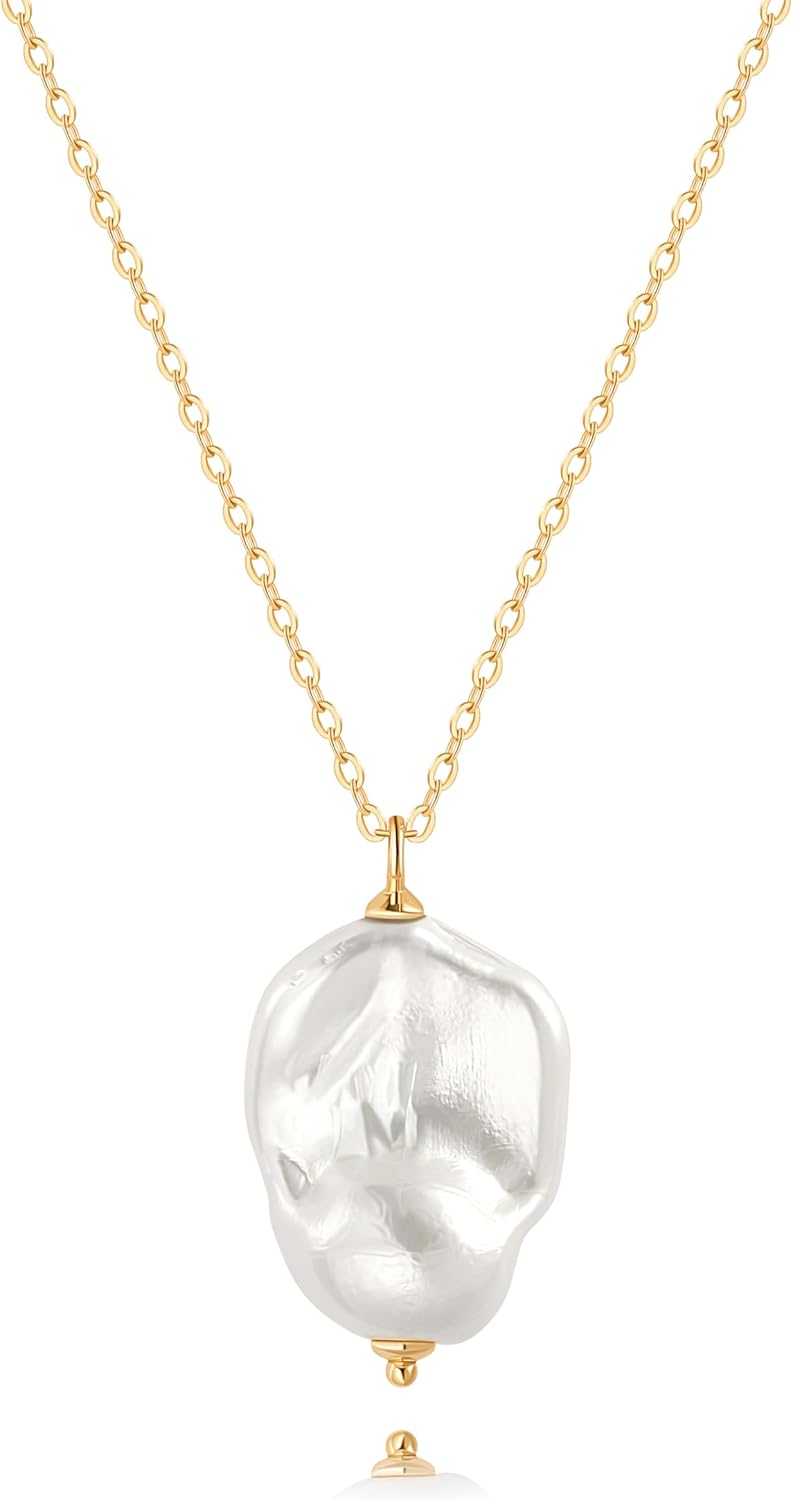 PEARLADA 18k Gold Plated Chain Long Necklace, Boho Sweater Necklace for Women, Geometric Pendant Y Necklace