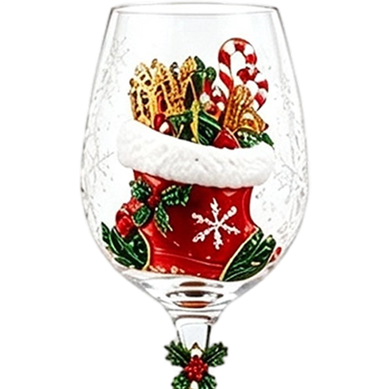 Stained Christmas, Christmas Wine Glass, Serve Drinks with Holiday Events