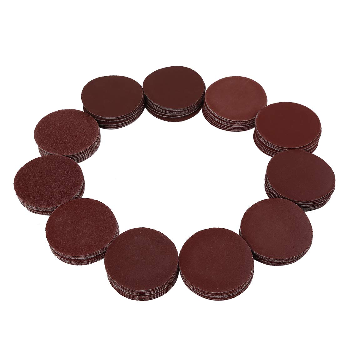 uxcell 100pcs 2 Inch Hook and Loop Sanding Discs Sandpaper 60 80 120 180 240 320 400 800 1000 2000 Grits for Car Polishing