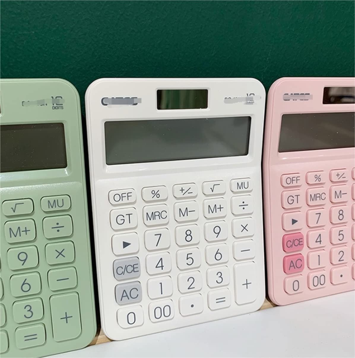Calculatrice Calculatrice De Base Mignonne Affichage À 12 Chiffres Batterie Solaire Portable Double Alimentation Bureau Office(White)