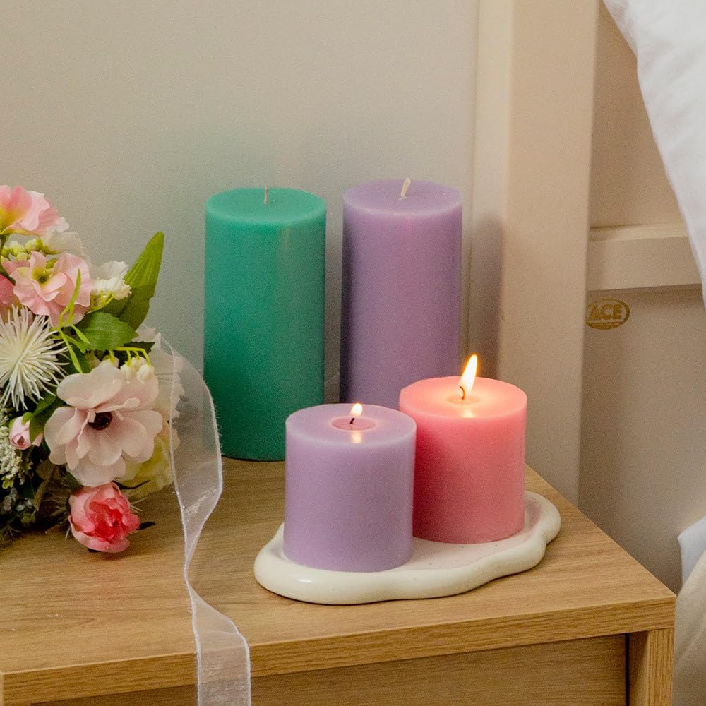 COCODOR - Set di 3 candele profumate alla lavanda francese, 7,6 x 15,2 cm, lunga durata 85 ore, candele per matrimoni, feste, cene, decorazioni per la casa.