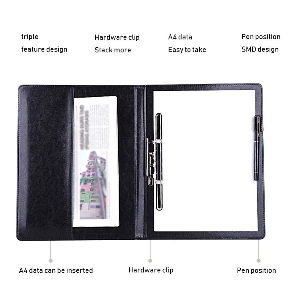 Portablocco Appunti Dimensione A4 Dimensione 9,8 x 12,5 Pollici Tavole di Clip con Slot a Penna in Pelle ad Ispessimento in Pelle Impermeabile Clip a Basso Profilo per L'Ufficio e la casa