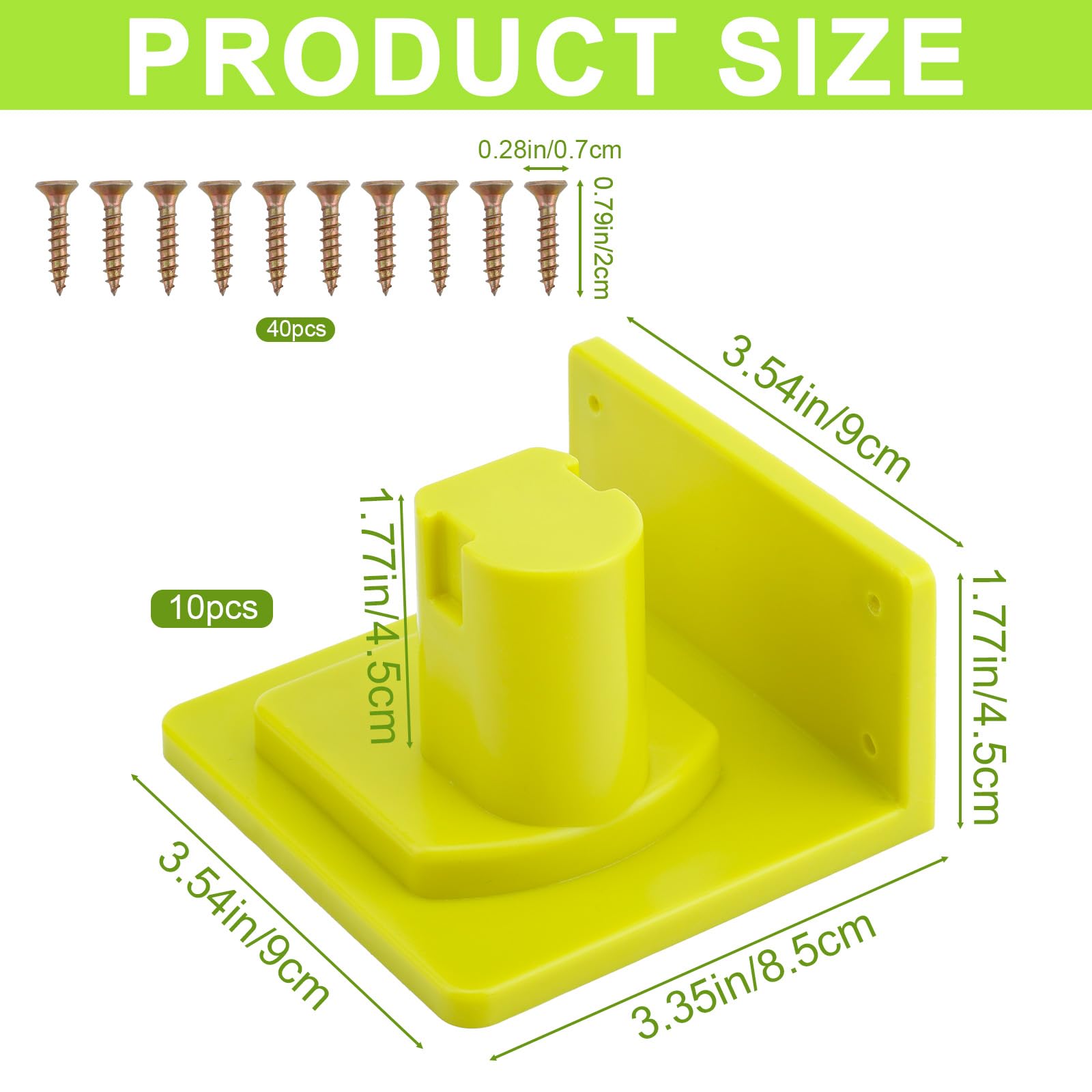 Lot de 10 supports à outils électriques pour Ryobi - Support mural durable avec 40 vis - Supports de rangement pratiques compatibles avec Ryobi 18 V