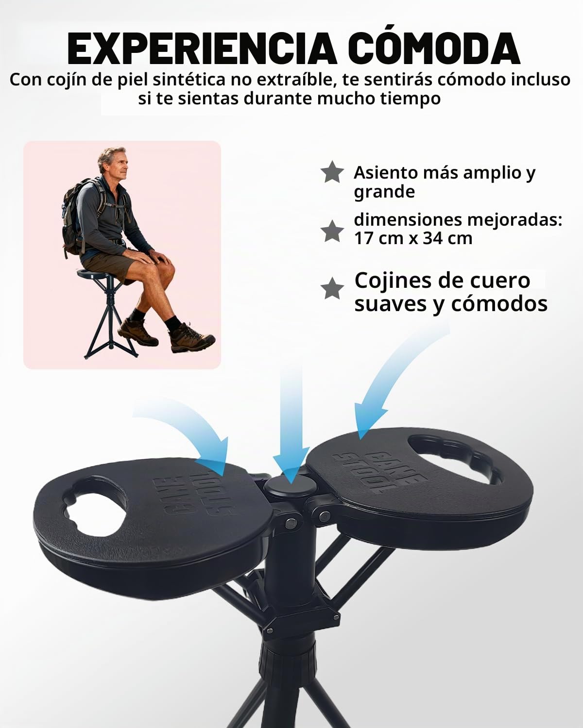 Baston Silla Plegable,Baston Ligero y Ajustable en Altura para Adultos y Personas Mayores,Adecuado para Senderismo y Uso Al Aire Libre, con Bolsa de Transporte (Capacidad 250KG)