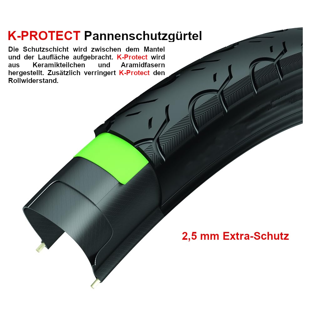 Kujo Fahrradreifen Paar 700x40c mit Kevlar Protect 2.5 mm Pannenschutz, 42-622, 28x1.60 Zoll, für Trekking-, City-, Gravelrräder, inkl. Schläuche mit Autoventilen