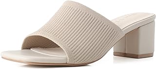 Heeled Sandals For Women Square Open Toe Heeled Mules Chunky Block Low H...