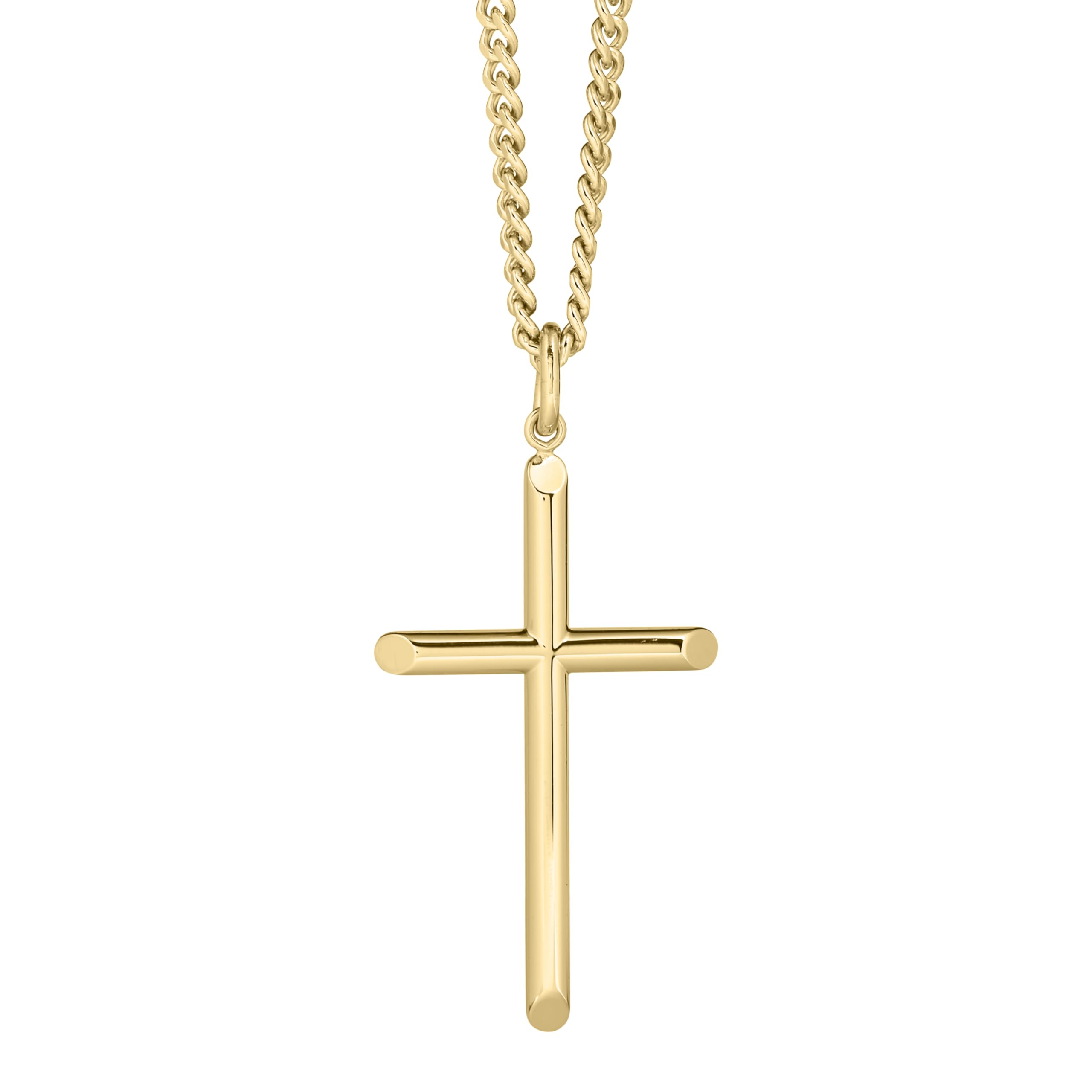 Amazon Essentials Mens Solid Tubular Cross Pendant Necklace, 24"