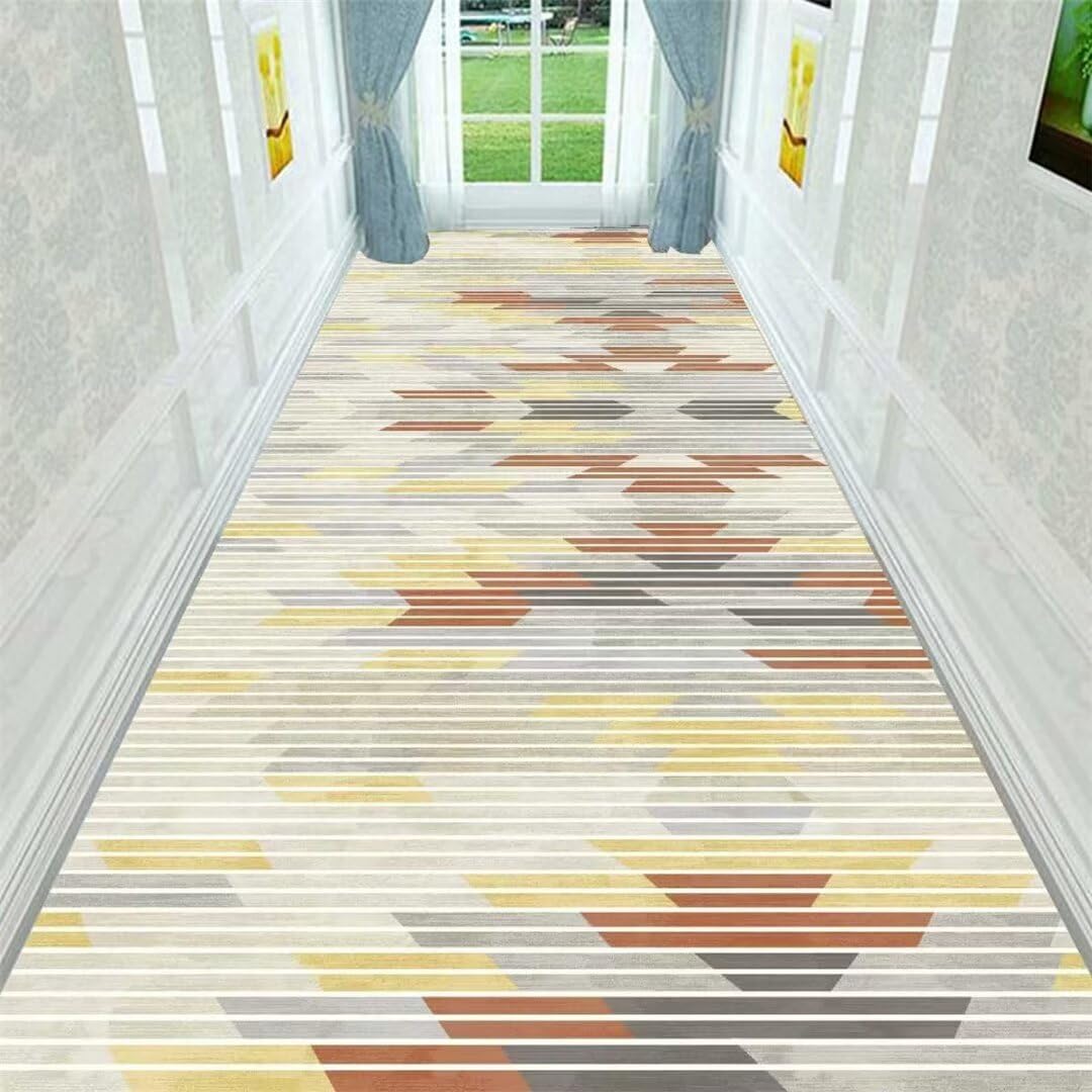 Tapis de couloir d'entrée jaune 160x230 cm résistant pour maison