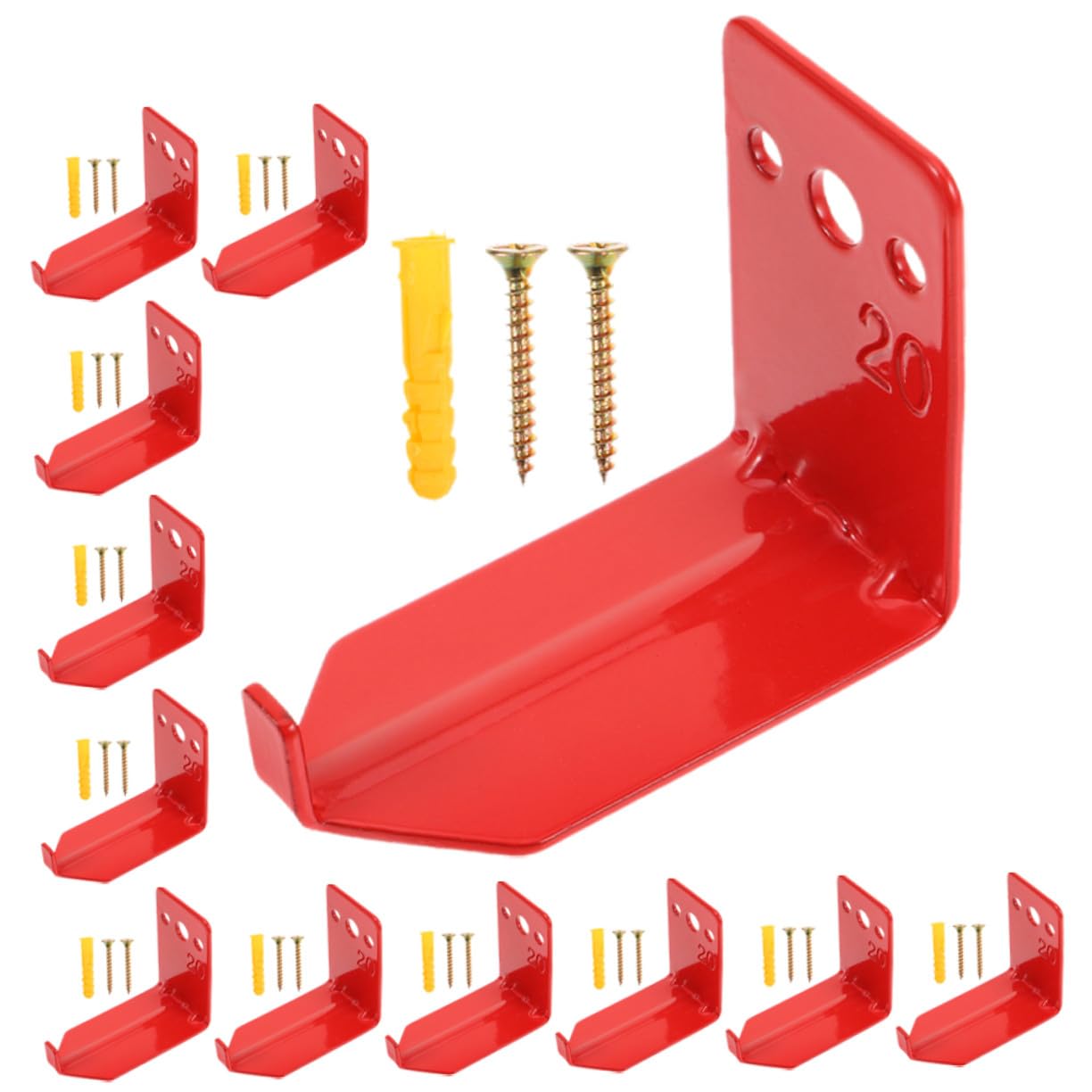 Cabilock 12 Juegos Soportes Pared Extintores 20 Lb, Ganchos Metal Rojo, Almacenamiento Cocina Hogar