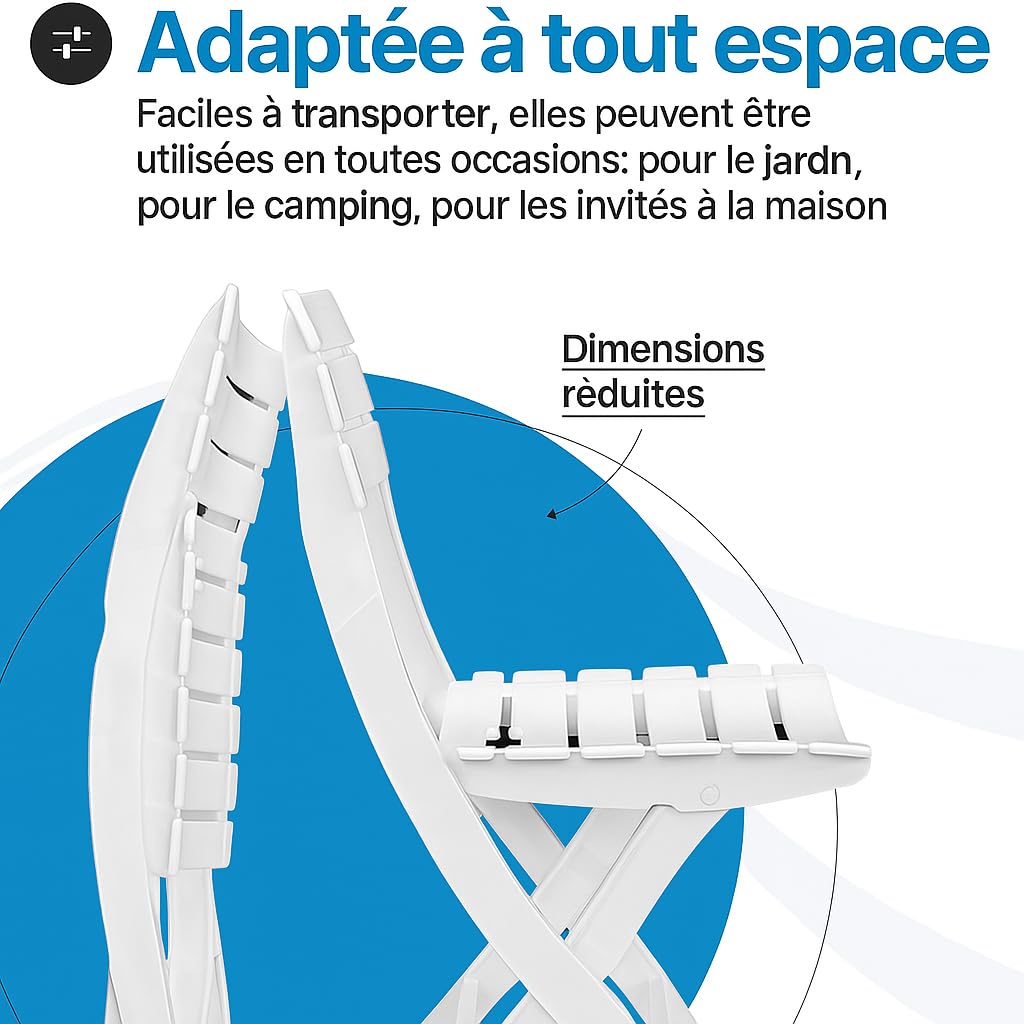 Tomaino - Chaise pliante d'extérieur en plastique - Lot de 4 chaises portables pour usage extérieur et intérieur, jardin, balcon, camping- Pratik - (nouveau blanc)