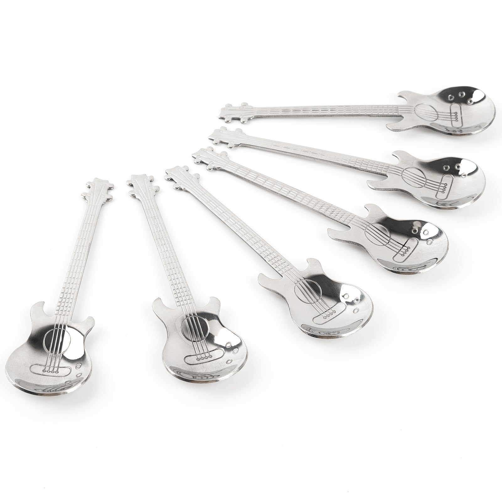 Lot de 6 cuillères à soupe musicale en acier inoxydable argenté pour la table