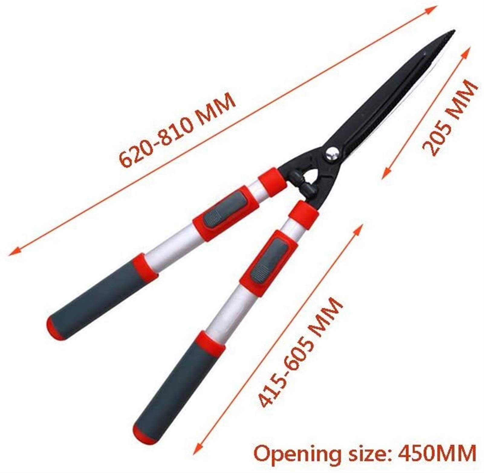 Cesoie da giardino con manico lungo, forbici per siepi, utensile per potare arbusti di bosso, forbici ergonomiche con acciaio Sk-5, lama seghettata, impugnatura in gomma, utensile da giardinaggio