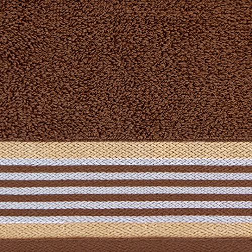 Image of Casa Copenhagen He & She Super Soft Collection 2 Pieces 100% Cotton Large Bath Towel (Size : 70 x 140 cm) - Brown & Sandy Beige