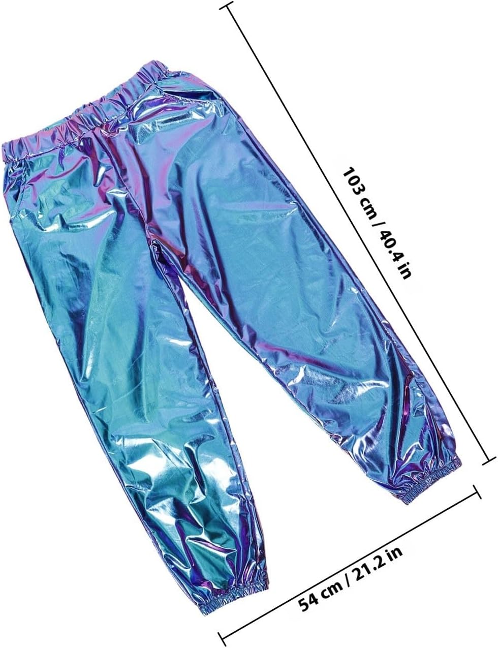 Womens Blue Casual Pants Loose Fit Breathable Polyester Sport Trousers Comfortable Street Dance Style for Bar and Birthday Parties