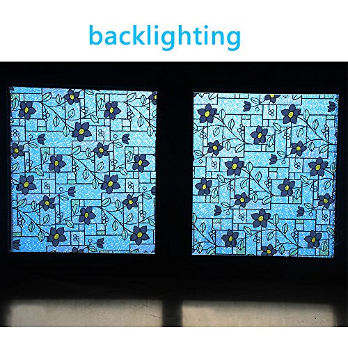 Duofire Stained Glass Window Film Color Flower Pattern Privacy Window Film Decorative Glass Film No Glue Anti-Uv Window Sticker Non Adhesive For Bedroom Living Room 23.6In. X 78.7In. Dp003-1 #TOP5
