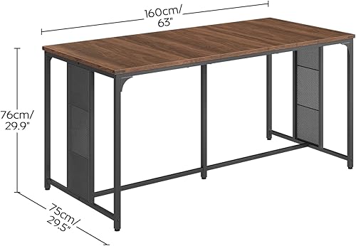 Miniatura 2 de Mesa de comedor para 6-8, mesa de cocina grande de 63 pulgadas, mesa de comedor industrial, mesa rectangular de madera con pies ajustables, para