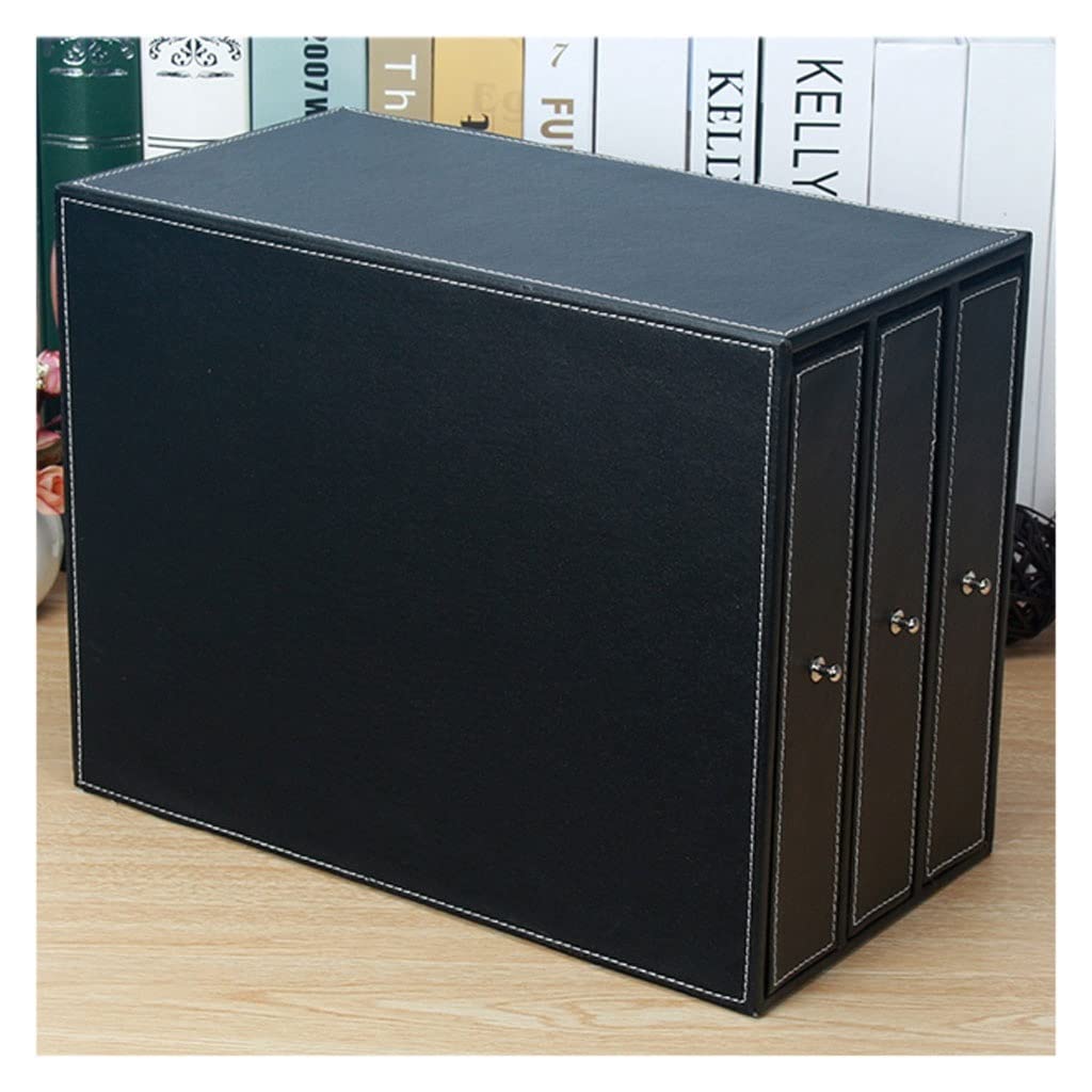 Stapelbare bureauorganizer met 3 laden, Executive Office Supplies Desktop archivering A4 archiefkast/houder, lederen opbergdoos voor document/papier/ woondecoratie-accessoires (bruin