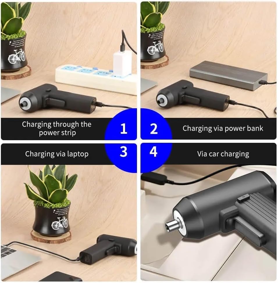 Kresal Cordless Electric Screwdriver Set, Small Automatic Black Screw Driver Kit 5 N.m Torque, USB Rechargeable Power 32 in 1 3.6V Smart Battery Screwdriver with LED Work Light - Image 6 thumbnail