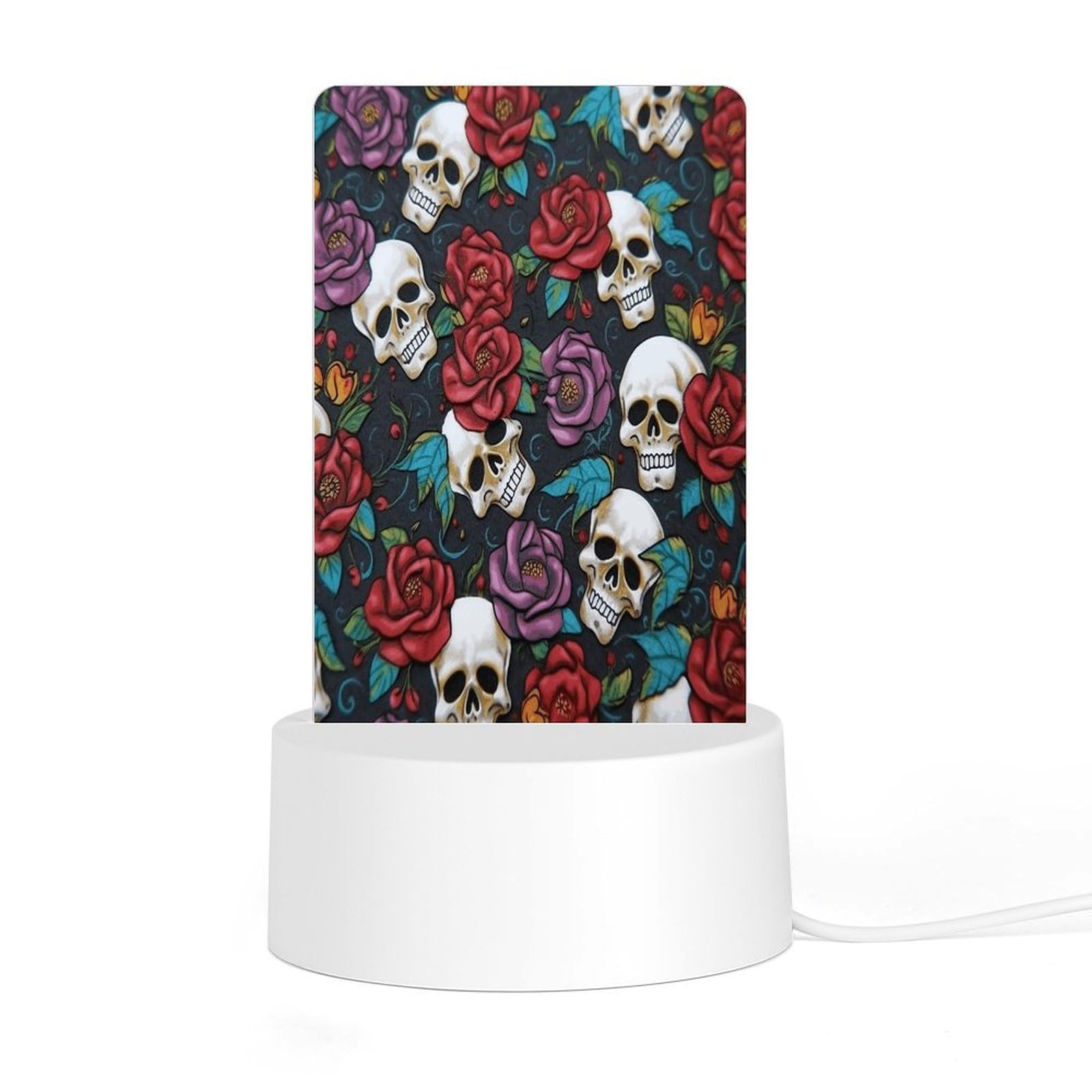 Adfgyerh Style Sugar Skull Flowers Night Light Acrylic Material Easy Installation, Home Decor Usb Interface Power Supply, Lamp For Restaurant Bar Cafe Room Decor