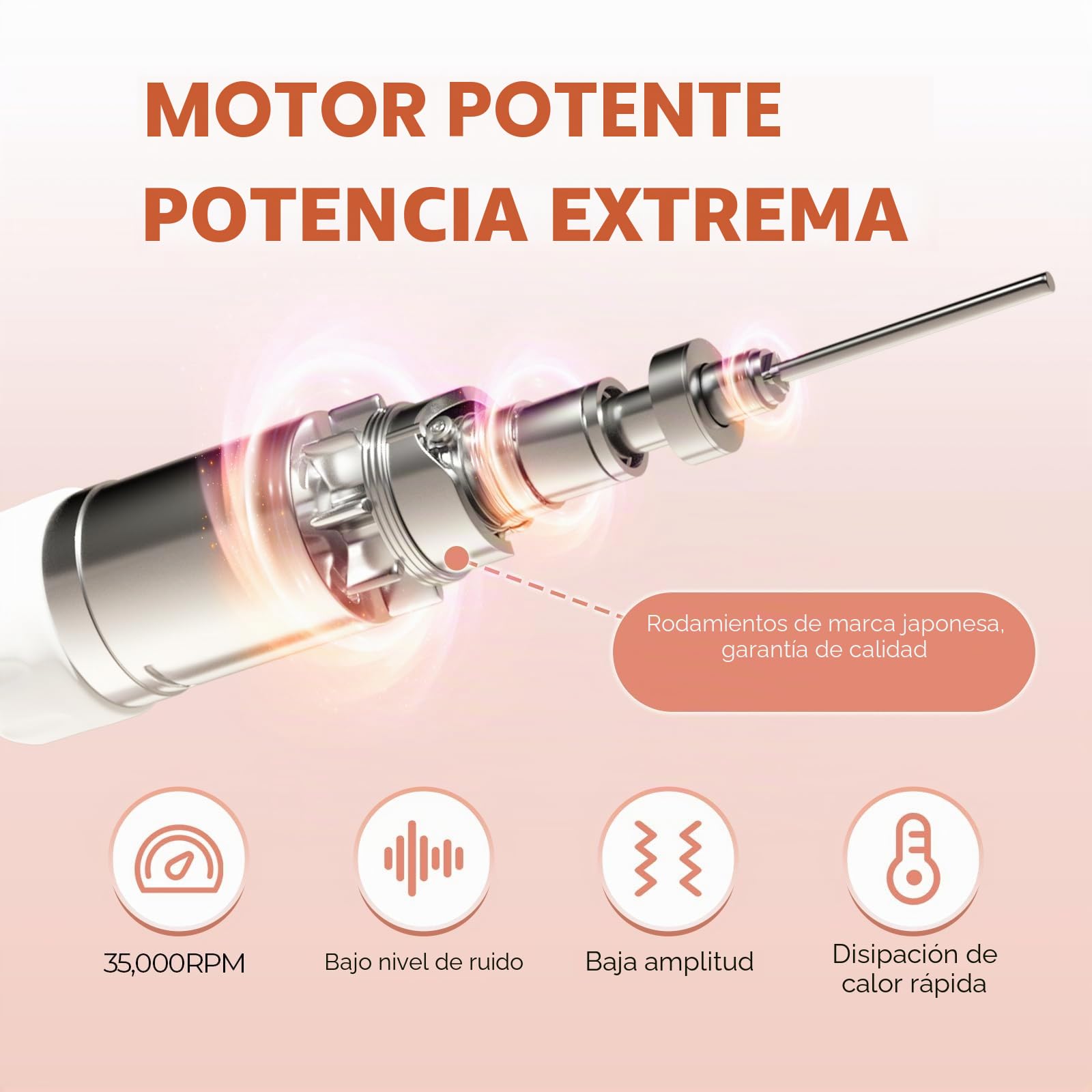 JCMASTER Torno para úñas profesional 35000 rpm lima de uñas eléctrica con pedal para geles acrílicos, cortaúñas eléctrico para estudio de esteticistas y en casa,manicura incl seis puntas, Rosa