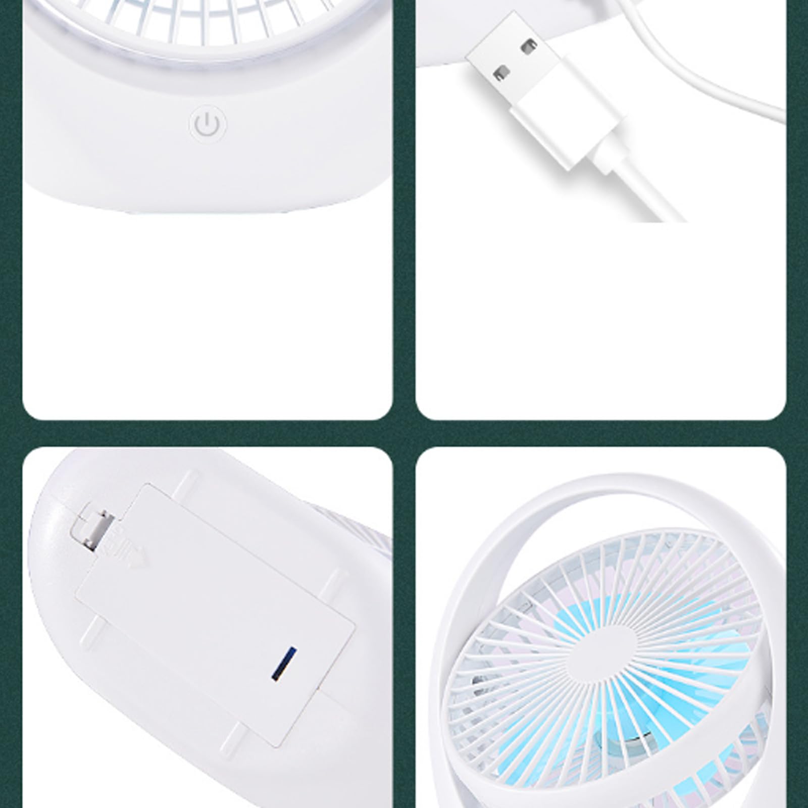 Wentylator przenośny, USB, biurko, niski poziom hałasu, komputer stacjonarny z 3 prędkościami i mocnym chłodzeniem wiatrem(Yellow white shell)
