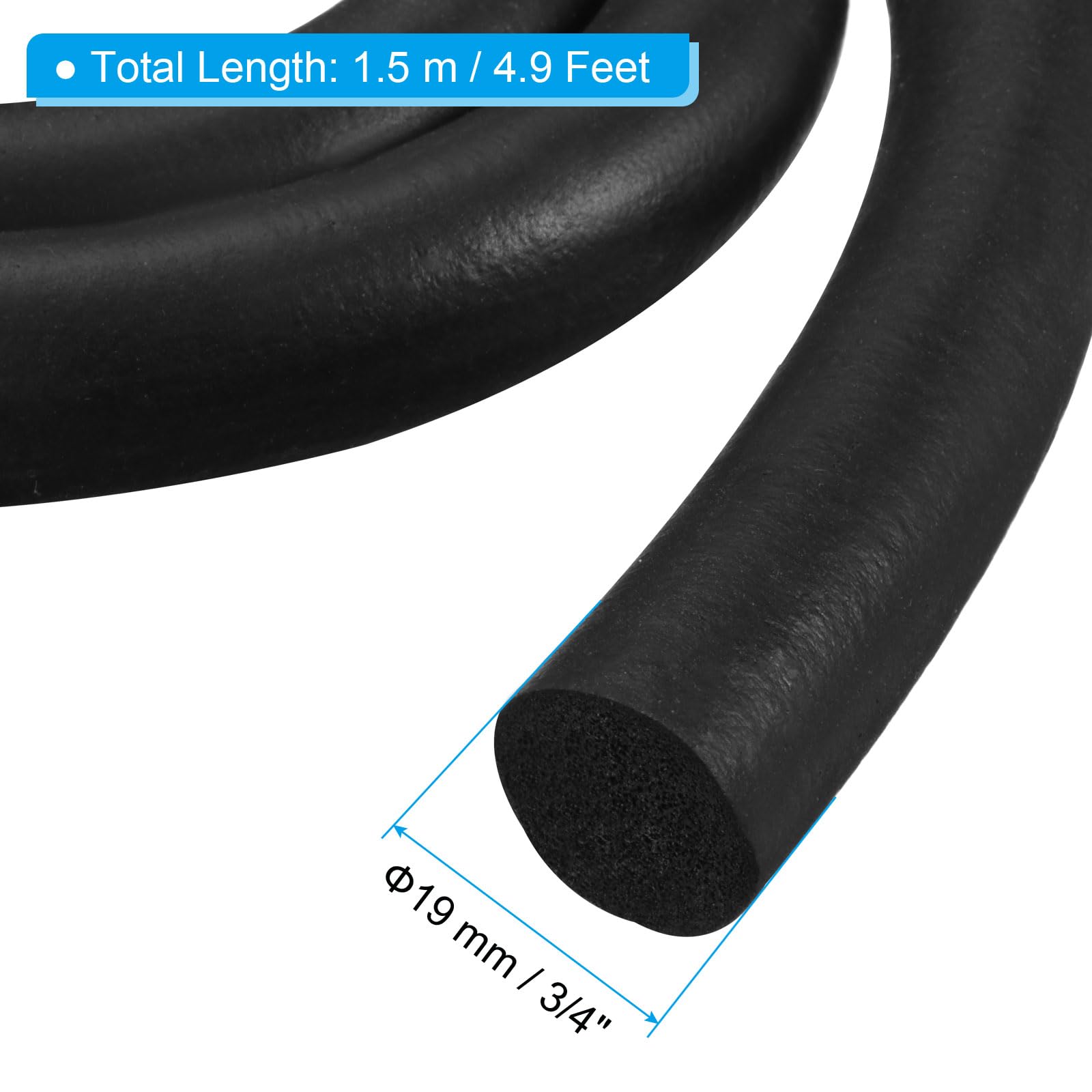 PATIKIL 19mm x 1.5m Backer Rod, Foam Rope Caulk Crack Joint Filler Roll Seal Weather Strip for Home Construction Black - Image 2