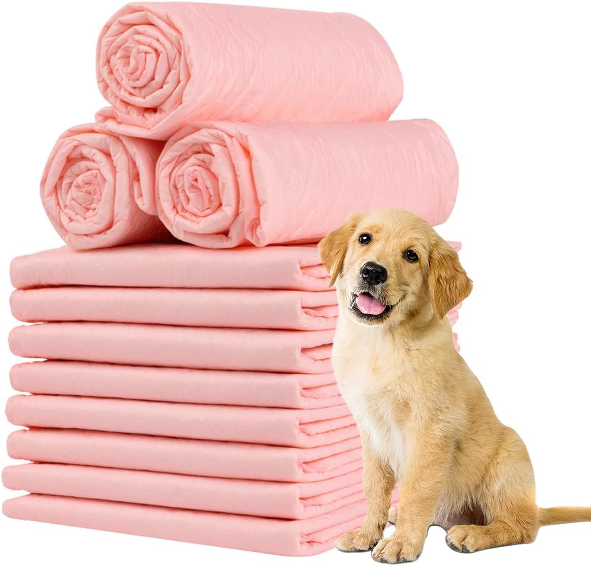 60x90 cm Pet Training Pads Disposable Pee Pad for Dog Puppy Cat Rabbits Pets, Quick Drying No Leaking Super Absorbent - 25 Pieces, XL Pink