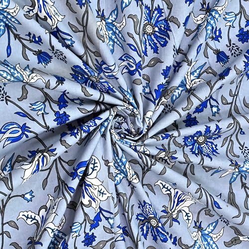Image of India 100% Pure Cotton Jaipuri Printed Double Bedsheet with 2 Pillow Covers | Traditional Sanganeri Floral Design | Soft Breathable Fabric | King Size Bedsheet for Bedroom (Kaya46)