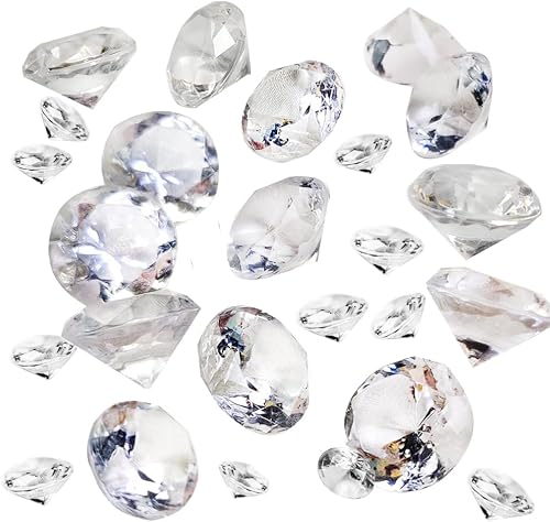 420 Pcs Acrylic Diamonds Diving Gems Crystal Clear Treasure Jewels | Table Scatters, Wedding Centerpieces,Party Decor,Vase Fillers,Gift for Bride,Mom,Brithday,10/20 MM Mix