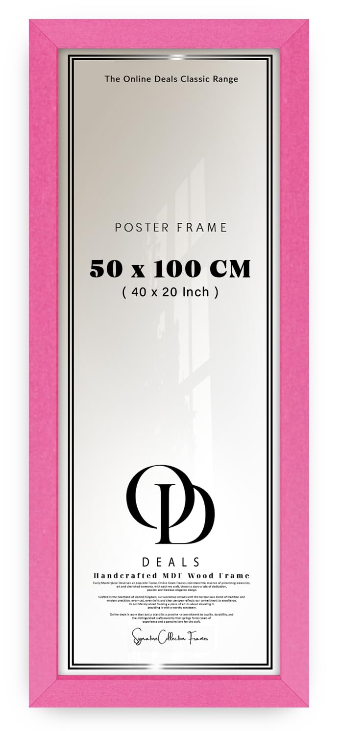 OD Deals — Sophisticated (40 X 20 Inch) Poster Frame | Vertical And Horizontal Display For Living Rooms, Offices And Galleries — Slim Profile With Easy Wall Mounting In Pink Matte Finish