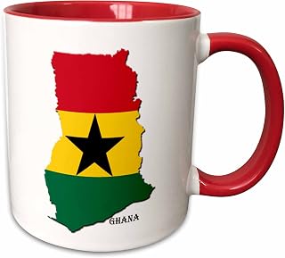 3dRose Flag of Ghana Map 11oz Two-Tone Red Mug