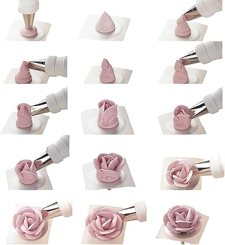 Miniatura 4 de Herramientas de flores de glaseado con 7 puntas de tubería de flores, 4 uñas de flores para decoración de pasteles, 2 rosas de flor Lifte, crea