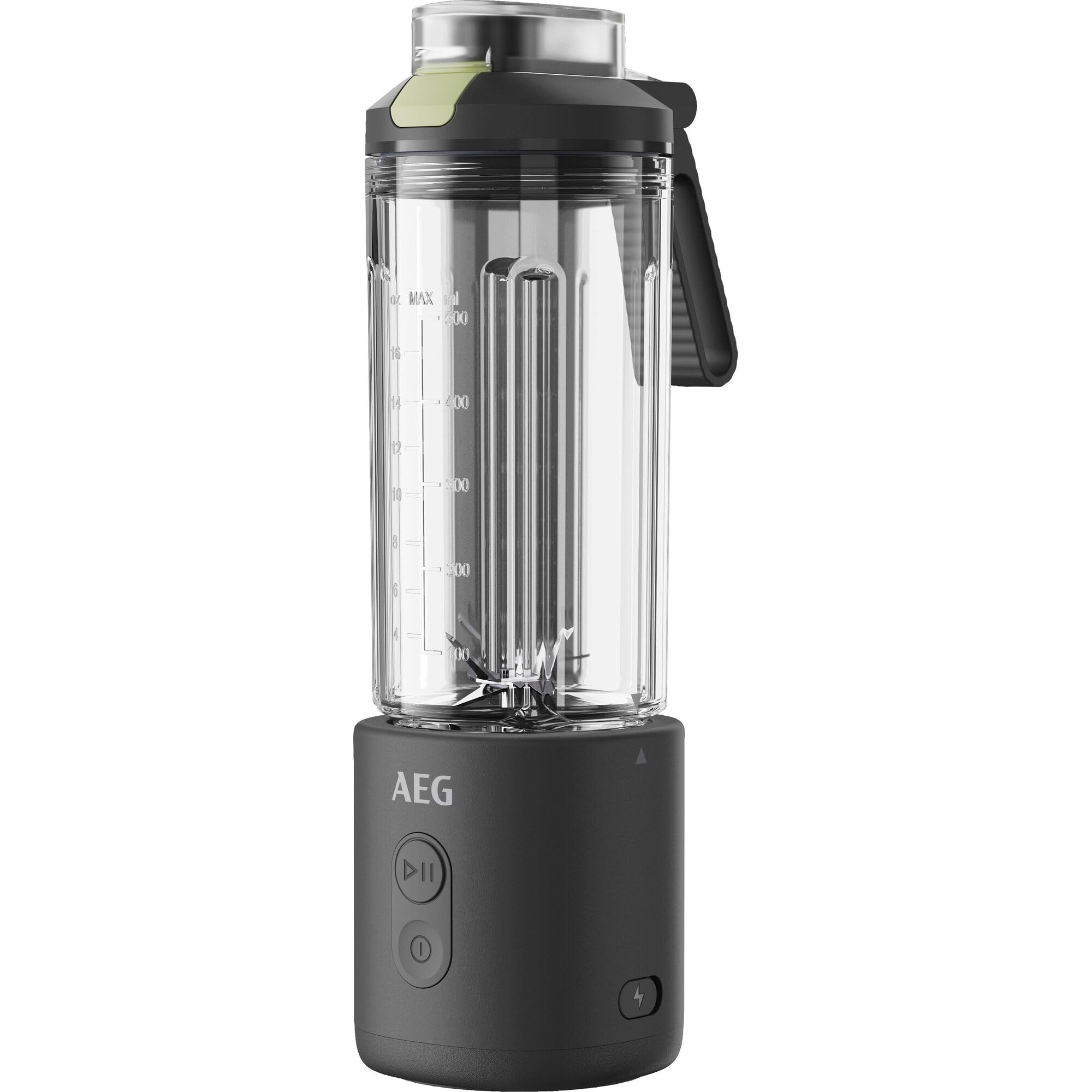AEG Tragbarer Standmixer, auslaufsicherer 500 ml Trinkbehälter, PB4-1-2CG | Akku Smoothie Maker wiederaufladbar, kabellos, Crushed Ice, Smoothies in 30s, für Gym, Büro und Reisen, BPA frei