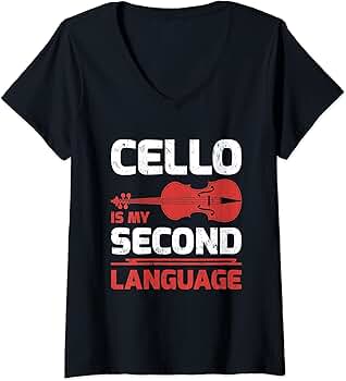 Maglietta 'Cello Is My Second Language' - Cotone E Poliestere Per Musicisti E Appassionati Di Violoncello - Foto 14