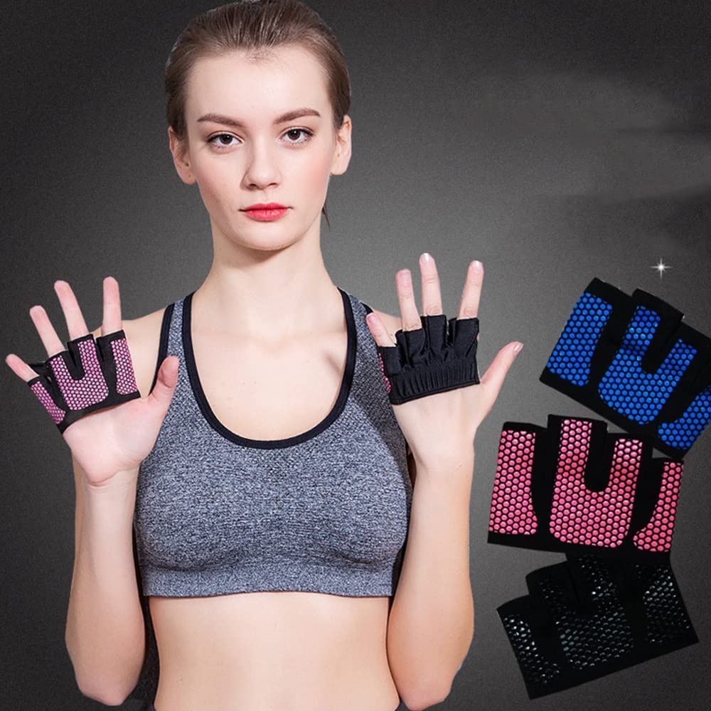 Guantes profesionales para gimnasio, fitness, medio dedo, hombres, mujeres, para ejercicio, entrenamiento, guante, levantamiento de pesas, culturismo, protector de manos (color: B, tamaño: L) (R