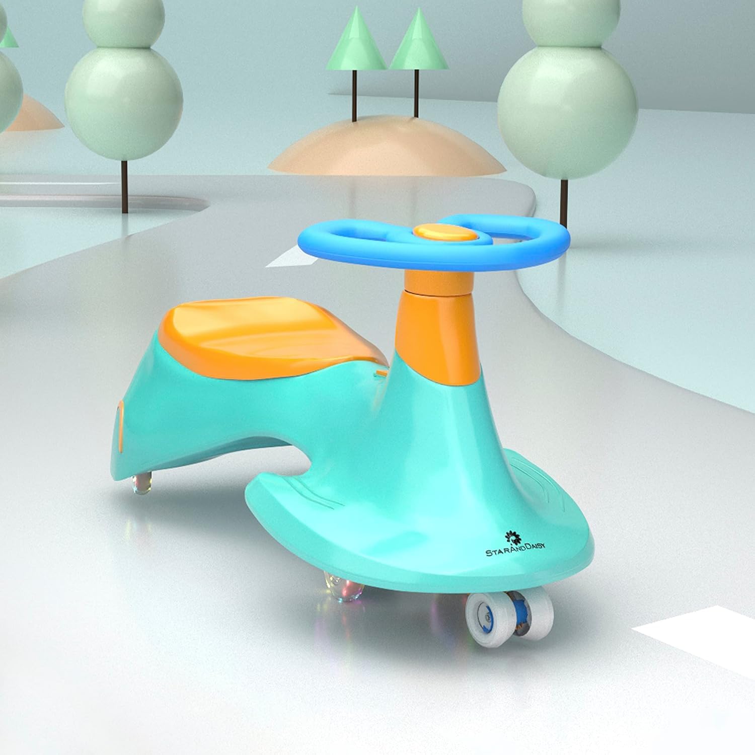 StarAndDaisy Swing Car for Kids/Kids Ride Ons/Push Twister Car with Music, Light & 360° Steering - Safe, Durable, and Fun Wiggle Car for Toddlers and Childrens (Green Orange) (B0DH8BWZHQ) Amazon Price History, Amazon Price Tracker