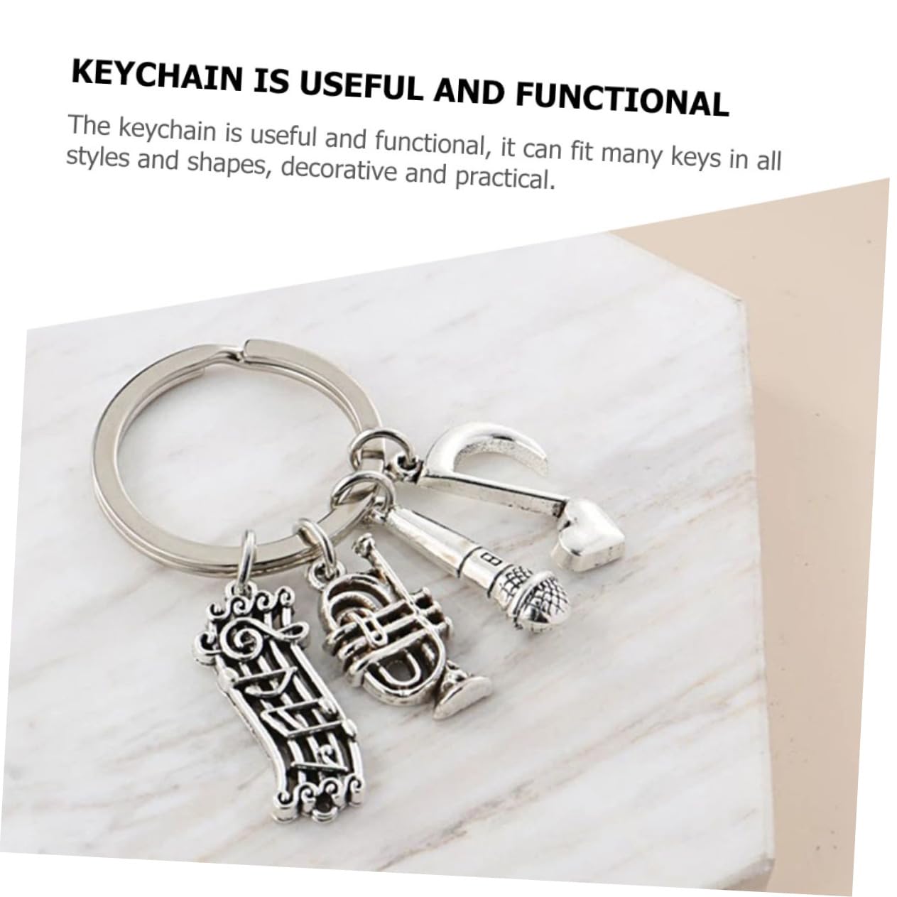 BESPORTBLE Llavero De Musica Simple Musical Llaves Acortar Cadenas Anillo De Llave De Aleación Decoración De Llavero De Mochila Escolar Colgante De Llave Decoración Plata