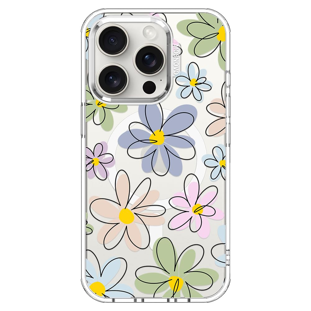 MOSNOVO Case for iPhone 15 Pro, [Compatible with Magsafe] [Buffertech 6.6ft Military-Grade Drop Protection] [Anti Peel Off Tech] Clear Phone Case