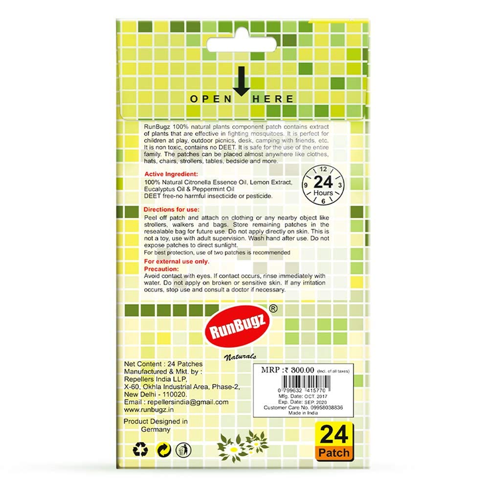 RunBugz Mosquito Repellent Patches For Kids - 24 Patches - Pack of 3 - Deet-Free - Waterproof - Natural 3
