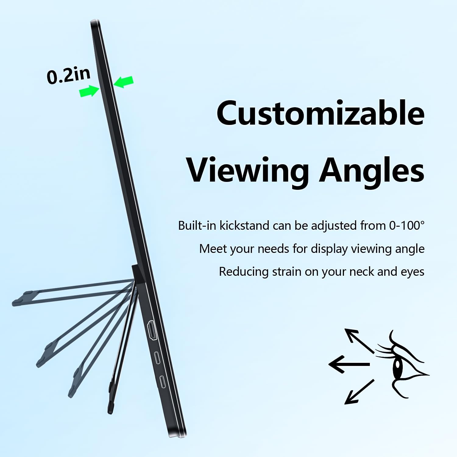 Virzen 4K Large Portable Monitor 24” UHD 3840 * 2160 120% sRGB IPS Dual Speaker USB-C HDMI Extend Second Screen Display VESA Kickstand for Mac External PC Laptop Phone PS4/PS5 - Image 7