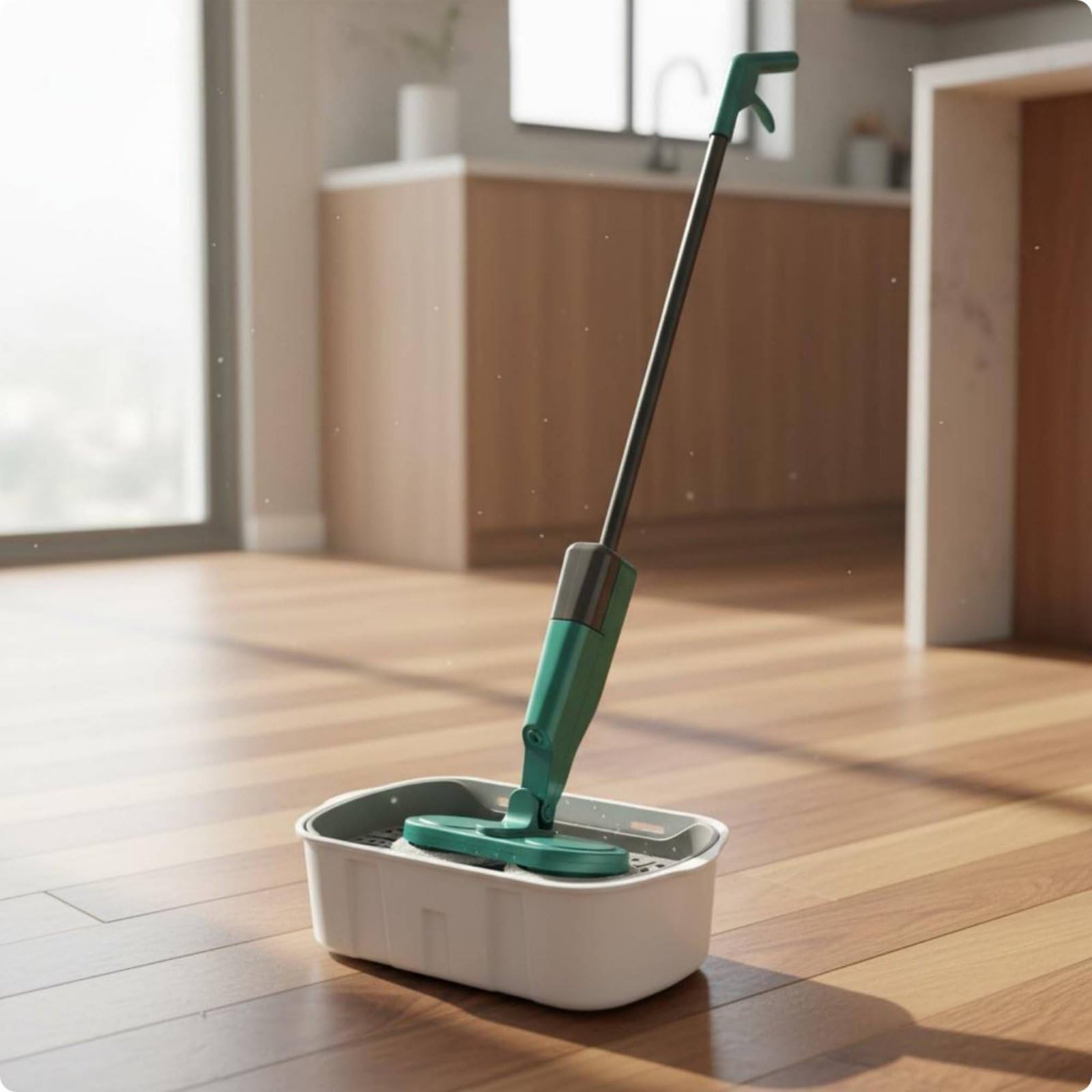 predolo Electric Floor Mop Scopa Elettrica Lavapavimenti con Serbatoio Spruzzo Testa Rotante Ricarica USB per Passate Rapide Quotidiane Riduzione Fatica E, Verde