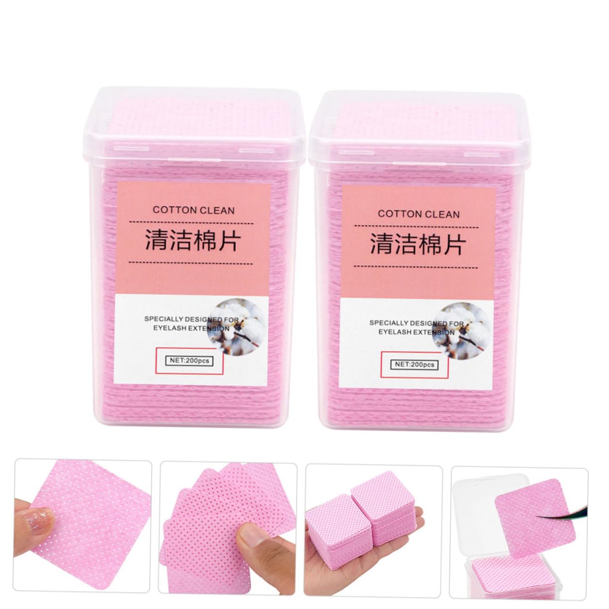 FRCOLOR Professional Lash Glue Cleaning Cloths 400pcs Reusable Eyelash Wiping Pads Application Safe for