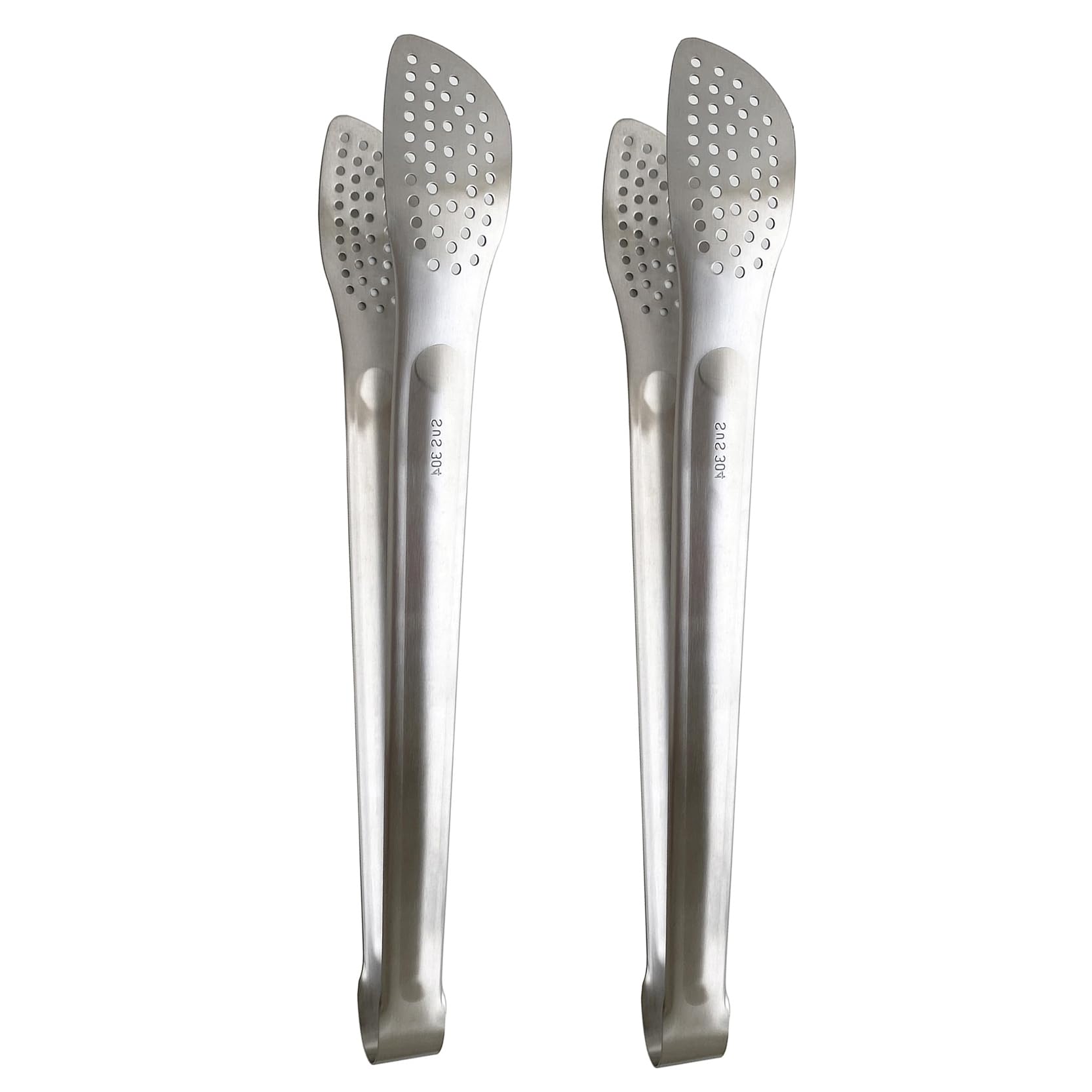 UPTALY 2 pcs SUS304 Stainless Steel BBQ Tongs (13 inch), No Welding, Minimalist Style, with Long Handle, Japanese Yakiniku Tong, Serving Tong for Cooking, Grilling, Buffet